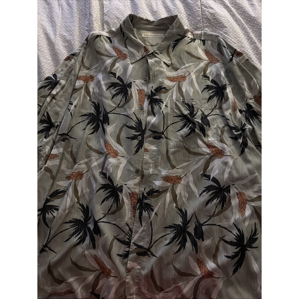 Munsingwear 2XL Short Sleeve Rayon Hawaiian Shirt‎ Palm Tree Pattern